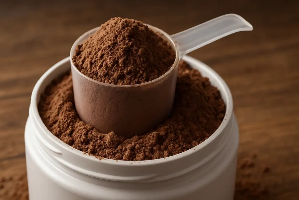 protein powder with scoop